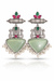 Oxidised Silver Look Peacock Earrings with SageGreen Stone & Pearl Drops