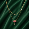 Priva Red Lotus Layered Gold Necklace