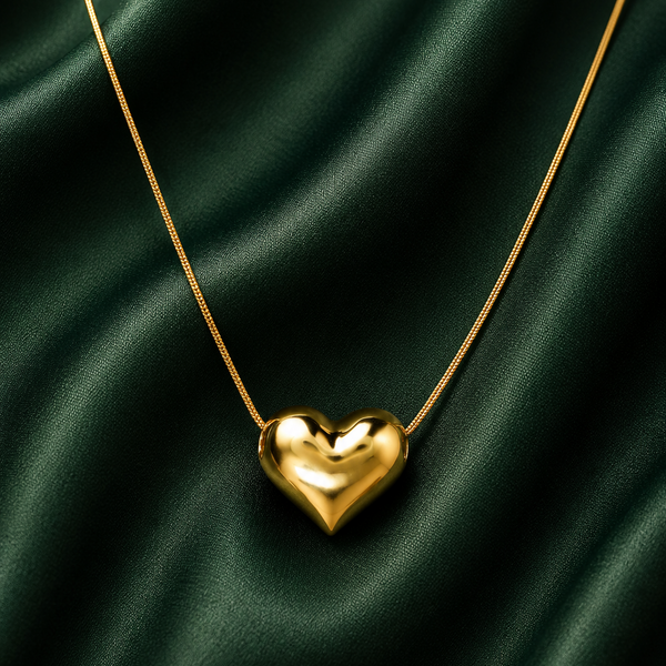 Priva Gold Puffy Heart Necklace