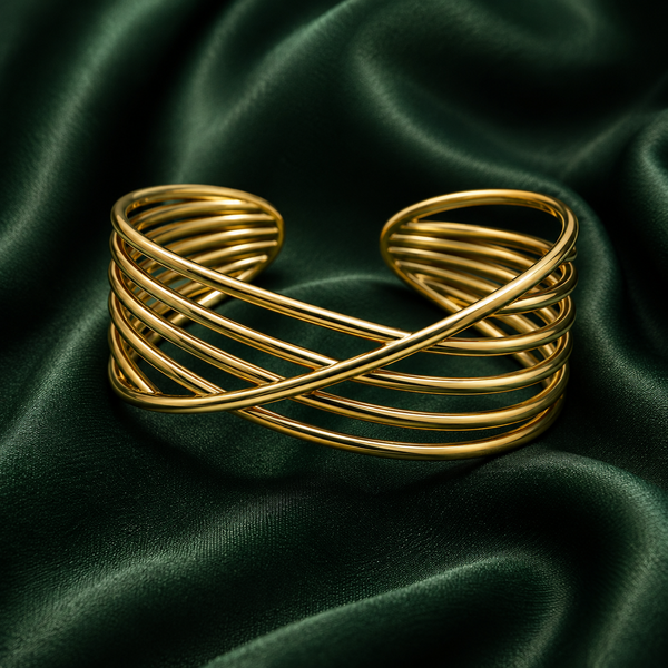 Priva Aurora Crossline Gold Cuff Bracelet