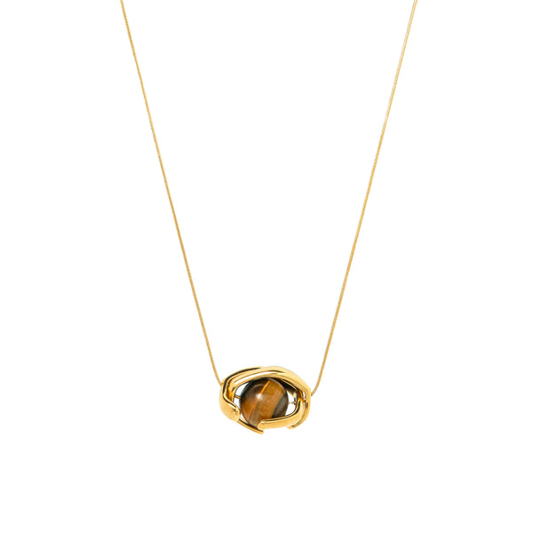 Priva Tiger Eye Gold Pendant Necklace