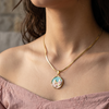 Priva Floral Enamel Gold Pendant Necklace.