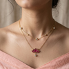 Priva Red Lotus Layered Gold Necklace