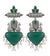 Oxidised Silver Look Peacock Earrings with Green Stone & Pearl Drops