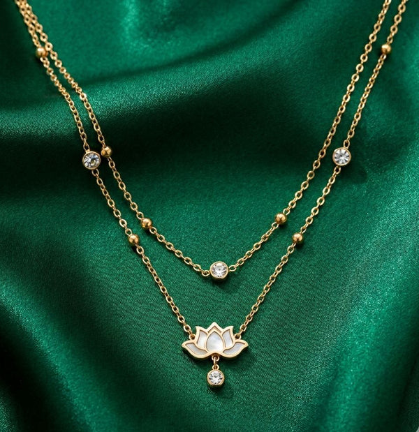 Priva Lotus Layered Gold Necklace