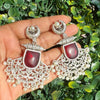 Chaand Saaj Earrings with Maroon Stone