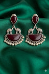 Meher Ruby Oxidised Earrings