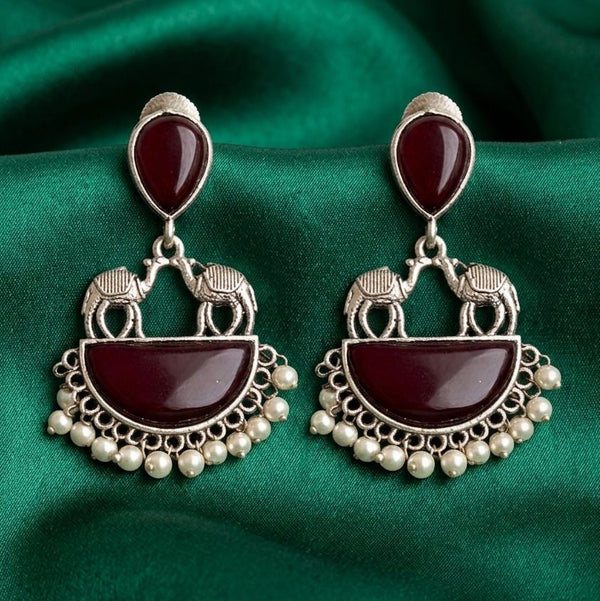 Priva Meher Ruby Oxidised Earrings