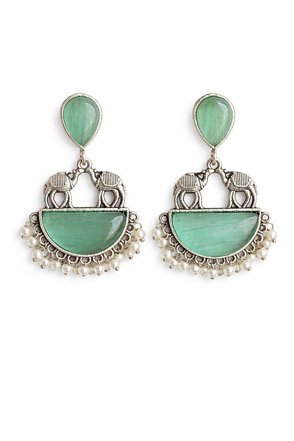 Meher Mint Oxidised Jhumka