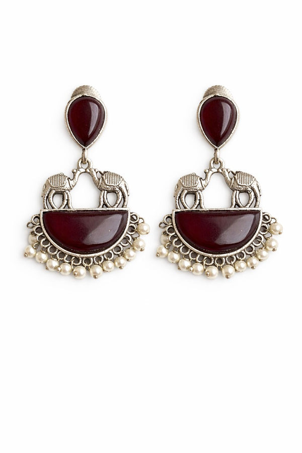 Meher Ruby Oxidised Earrings
