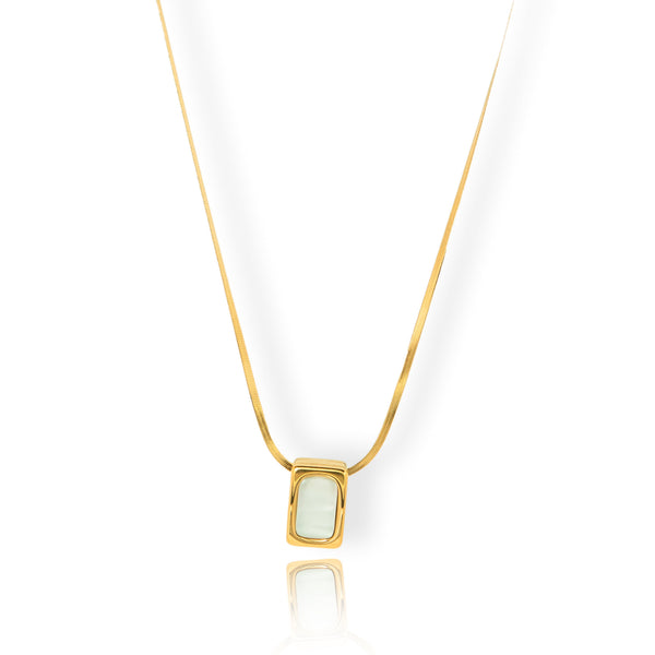 Priva White Stone Gold Pendant Necklace