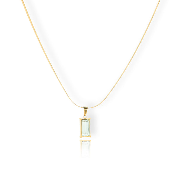 Rectangular Crystal Gold Pendant Necklace for Women | Priva