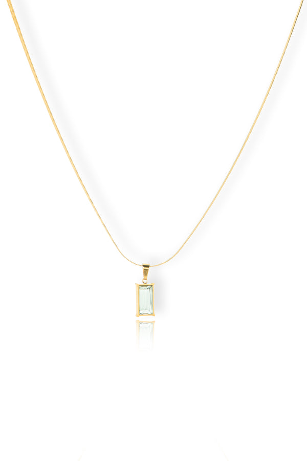 Rectangular Crystal Gold Pendant Necklace for Women | Priva