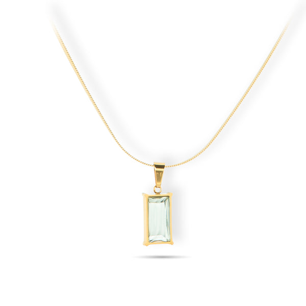 Rectangular Crystal Gold Pendant Necklace for Women | Priva