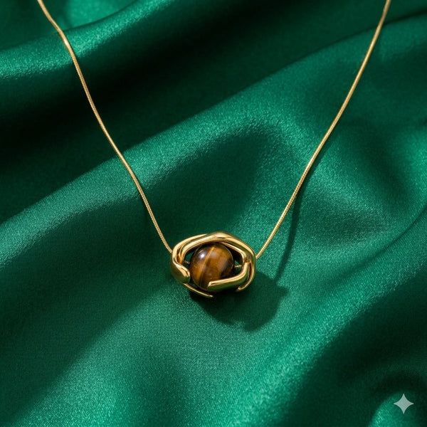 Priva Tiger Eye Gold Pendant Necklace