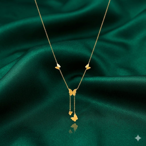 Priva Butterfly Drop Gold Necklace