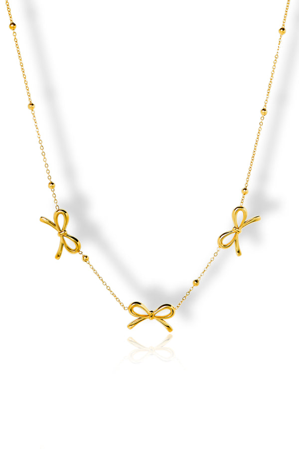 Priva Triple Bow Gold Necklace