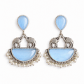Priva Meher Sky Blue Oxidised Jhumka