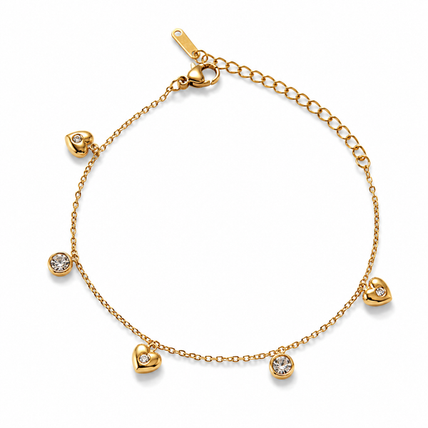 Priva Crystal Heart Charm Bracelet