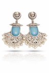 Chaand Saaj Earrings With Sky Blue Stone
