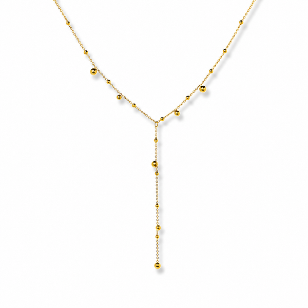 Y Lariat Gold Bead Drop Necklace for Women | Priva