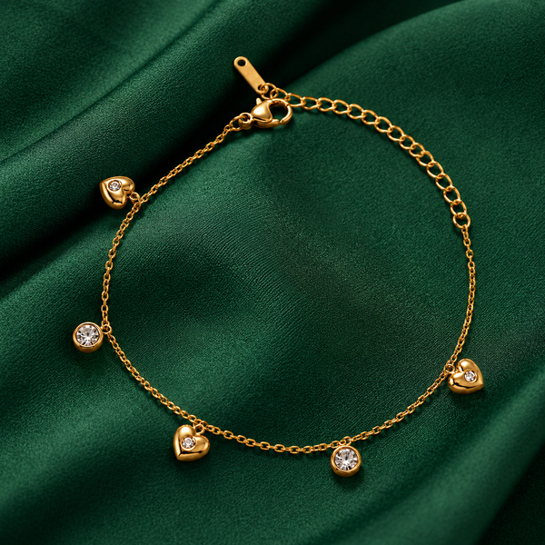 Priva Crystal Heart Charm Bracelet