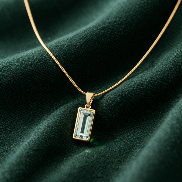 Rectangular Crystal Gold Pendant Necklace for Women | Priva