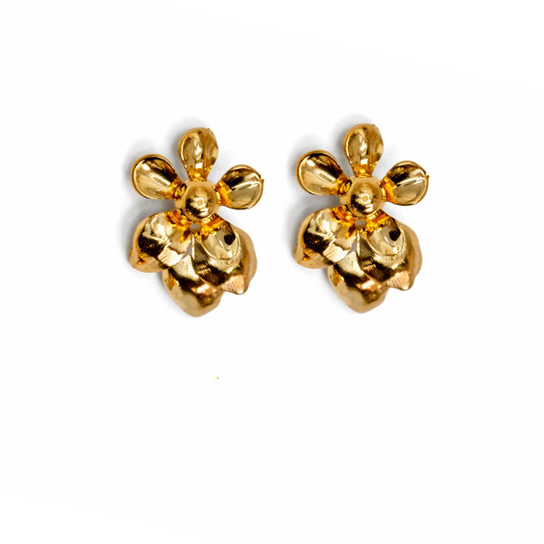 Priva Radiant Petal Gold-Plated Stud Earrings