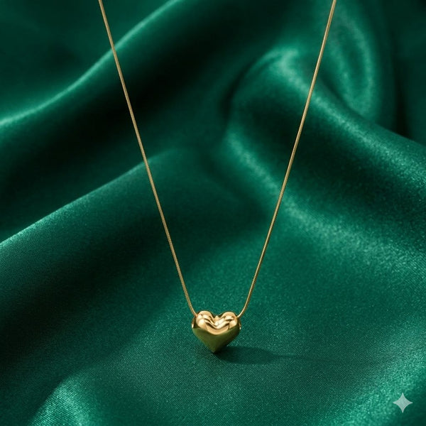 Priva Gold Puffy Heart Necklace