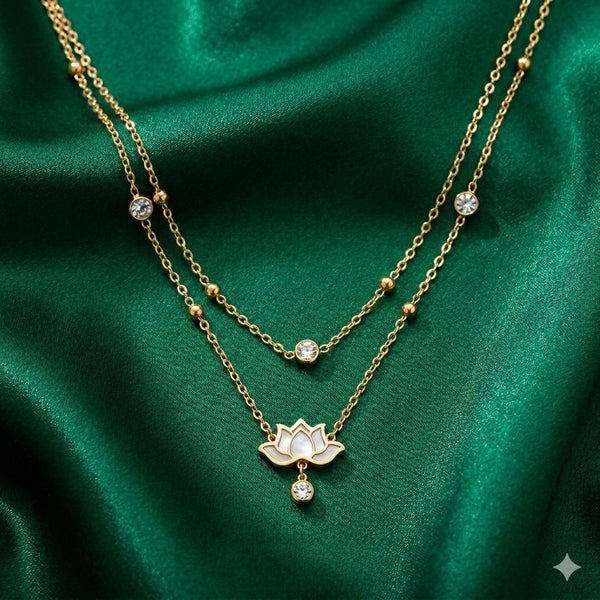Priva Lotus Layered Gold Necklace