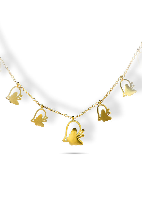 Priva Butterfly Heart Charm Necklace