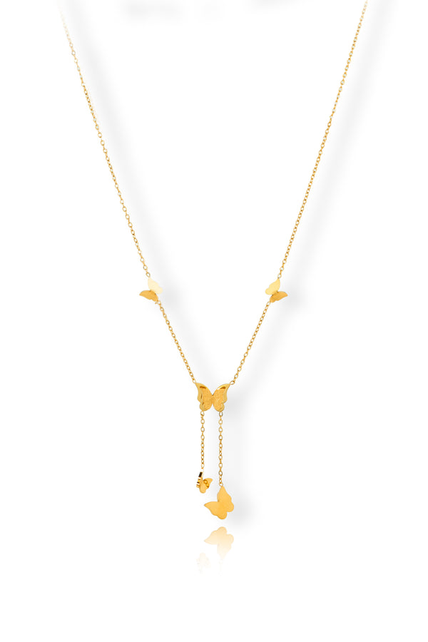 Priva Butterfly Drop Gold Necklace