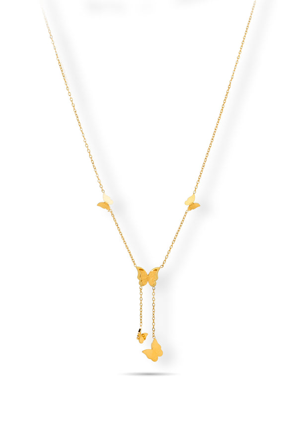 Priva Butterfly Drop Gold Necklace