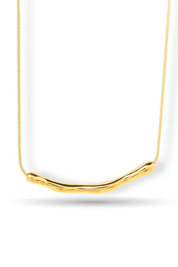 Priva Minimal Curved Bar Gold Necklace