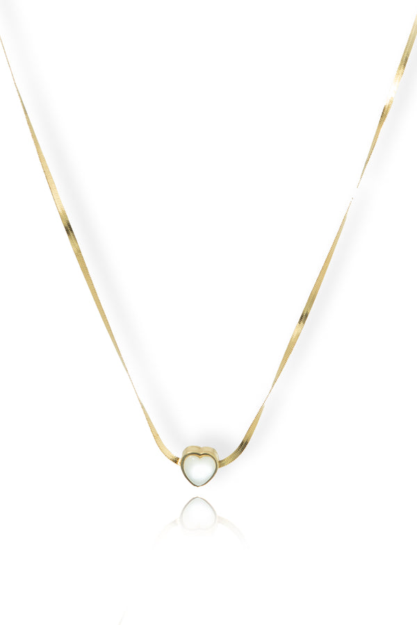 Heart Shape White Stone Gold Necklace for Women | Priva