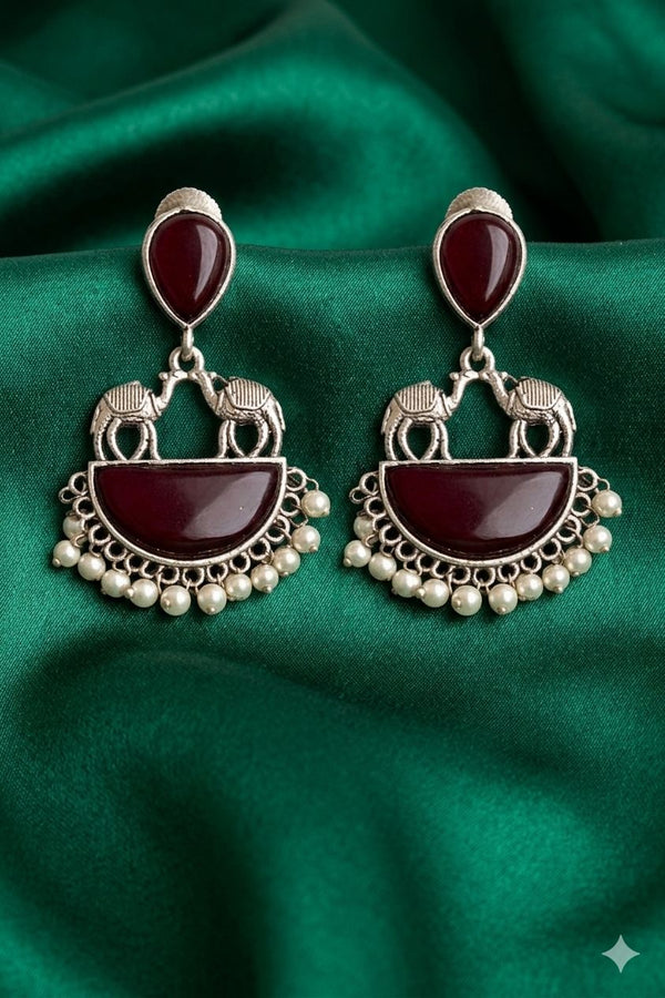 Meher Ruby Oxidised Earrings