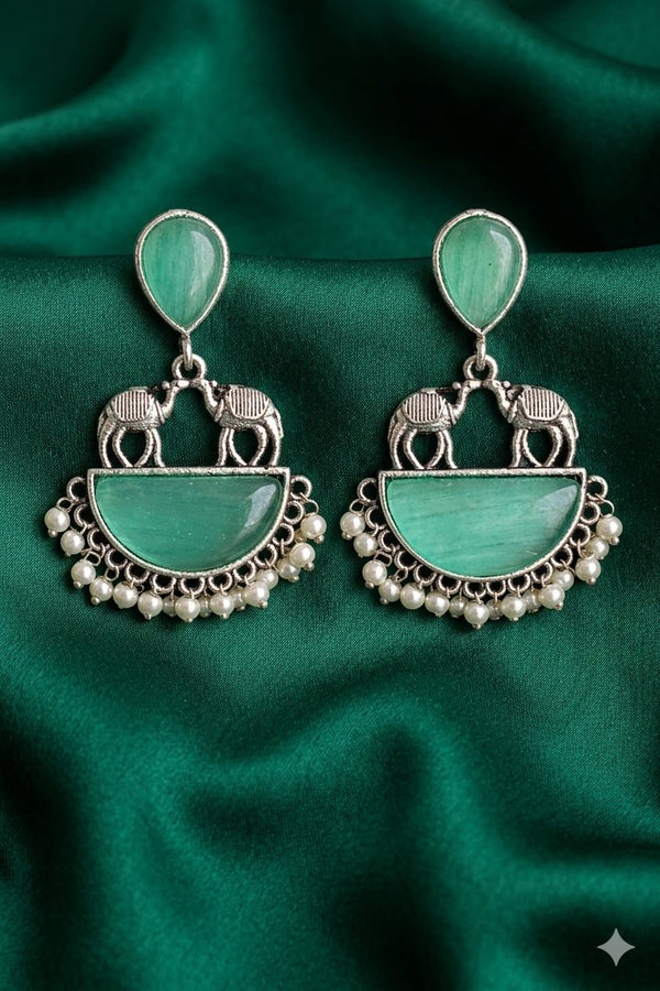 Meher Mint Oxidised Jhumka