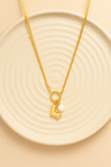 Priva Letter L Pearl Charm Gold Necklace