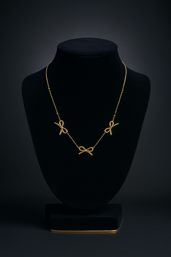 Priva Triple Bow Gold Necklace