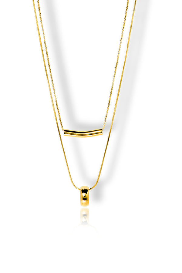 Layered Ring & Bar Gold Necklace for Women | Priva Jewellery