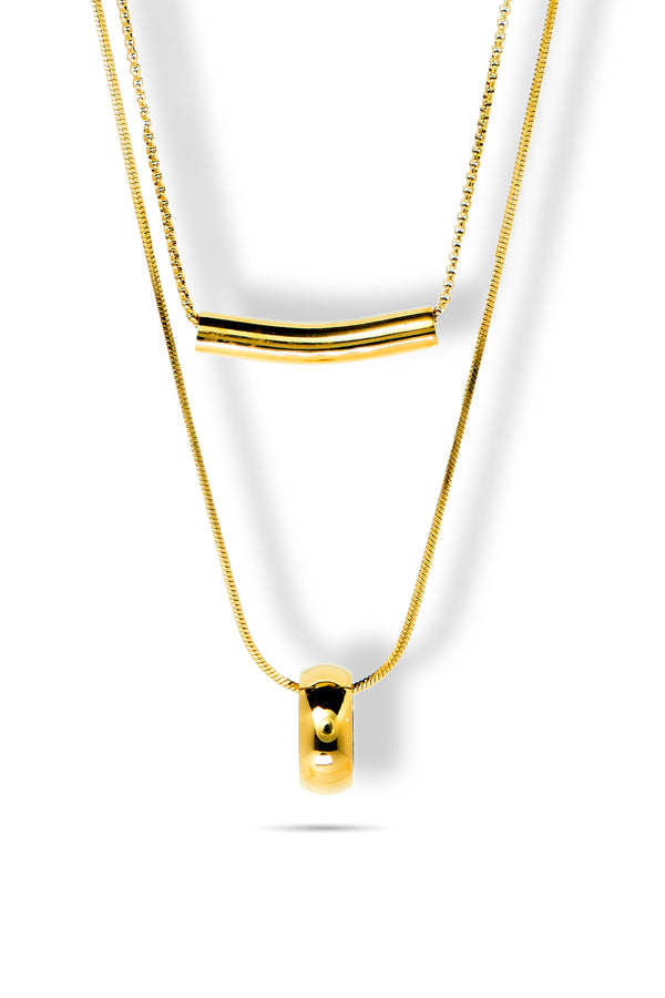 Layered Ring & Bar Gold Necklace for Women | Priva Jewellery