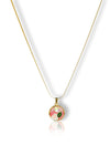 Priva Pink Rose Enamel Gold Pendant Necklace