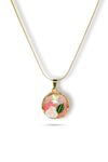 Priva Pink Rose Enamel Gold Pendant Necklace