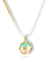 Priva Floral Enamel Gold Pendant Necklace.