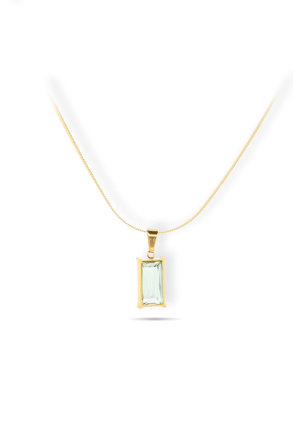 Rectangular Crystal Gold Pendant Necklace for Women | Priva