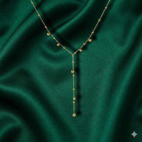 Y Lariat Gold Bead Drop Necklace for Women | Priva